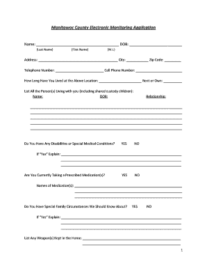Manitowoc County Jail  Form