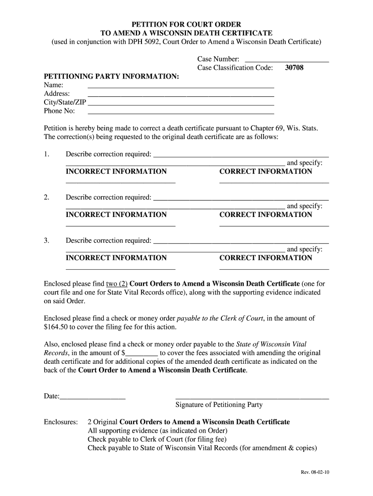  Wisconsin Death Certificate 1870 2010-2024