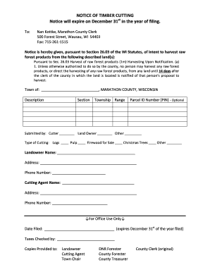 Timber Cutting Form Marathon County