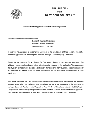 APPLICATION for DUST CONTROL PERMIT Maricopa County Maricopa  Form