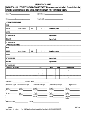 Judgment Data Sheet Form