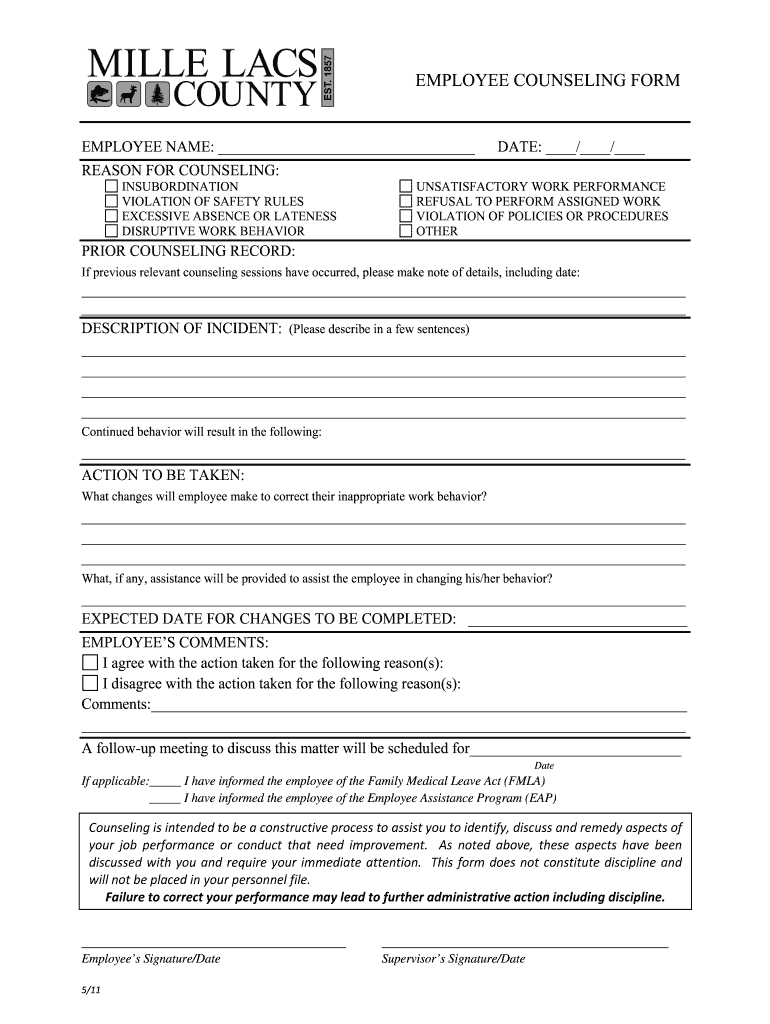 Sample Employee Counseling Form