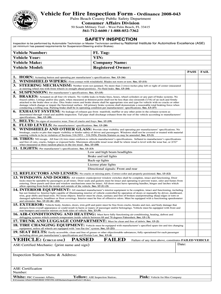  Hire Inspection Form 2008-2024