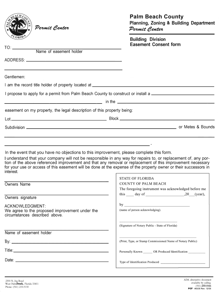  Easement Consent Form 2006-2024