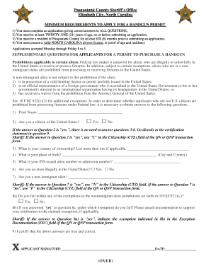 North Carolina Handgun Permit  Form