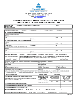 PIMA COUNTY DEPARTMENT of ENVIRONMENTAL PDEQ Deq Pima  Form