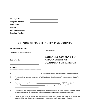 Attorney&#039;s Name Arizona Superior Court in Pima County Sc Pima  Form