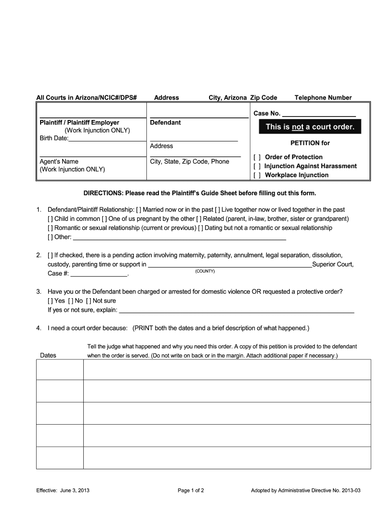 Order of Protection Az  Form