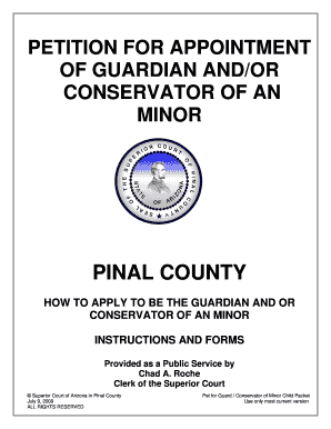 Petition for Guardian Conservator of a Minor Child Pinal County Pinalcountyaz  Form