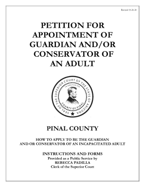 Petition for Guardian Conservator of a Minor Child Pinal County Pinalcountyaz  Form