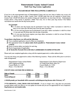 Pottawattamie County Dog License  Form