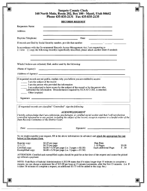 Records GRAMA Request Form Sanpete County