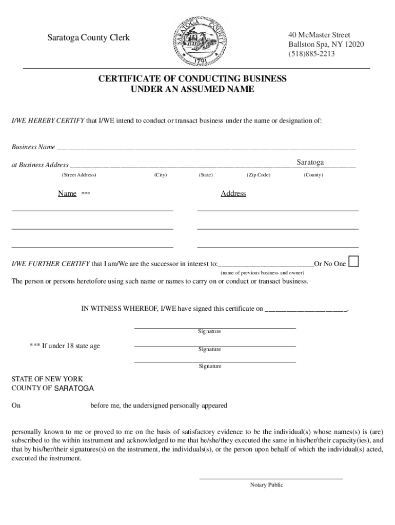 Saratoga County Dba  Form