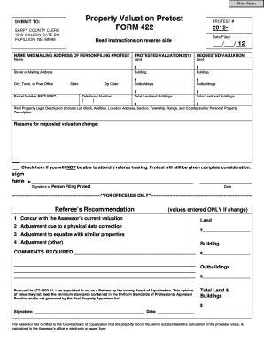  Property Valuation Form PDF 2012
