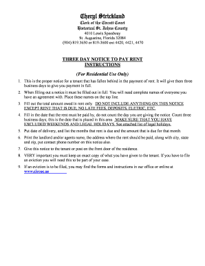 3 Day Notice St Johns County Clerk of Courts  Form
