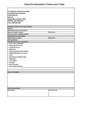 St Tammany Parish Code Enforcement  Form