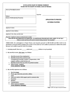  Application to Proceed in Forma Pauperis Virginia 2013