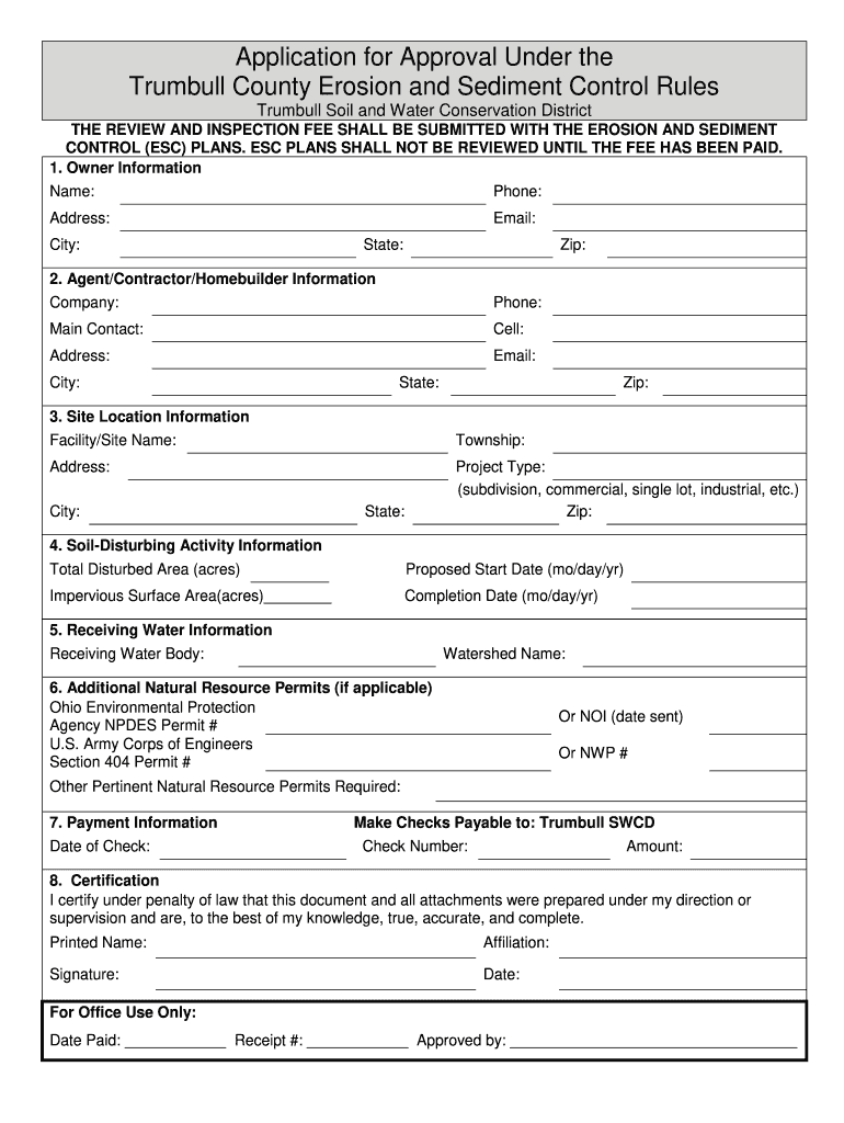 ESC Application  Trumbull County Storm Water District  Form