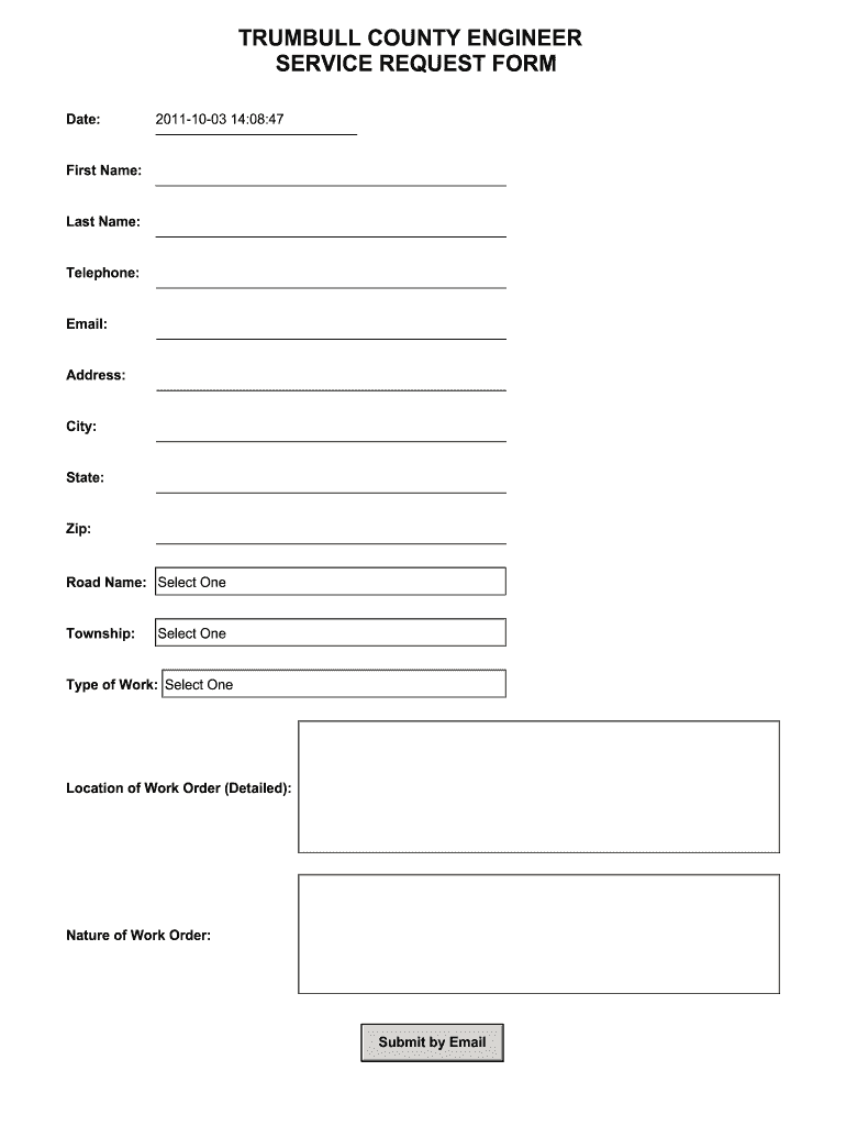 TRUMBULL COUNTY ENGINEER SERVICE REQUEST FORM