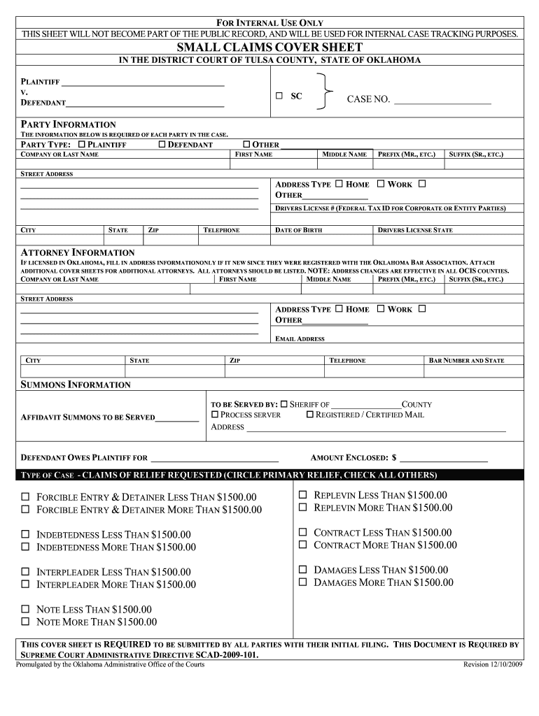  Small Claims Court Tulsa 2009-2024