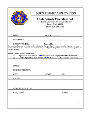 Residential Burn Permit Provo Ut Form