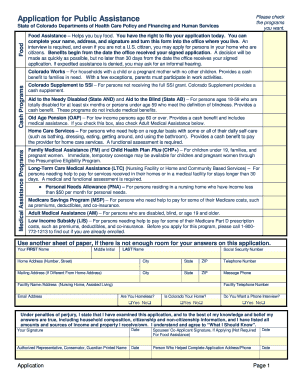 Application for Public Assistance Colorado Gov Co Weld Co  Form