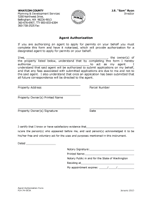 Agent Authorization Form Whatcom County Co Whatcom Wa