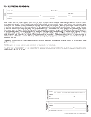 FISCAL FUNDING ADDENDUM Aq Co Yavapai Az  Form