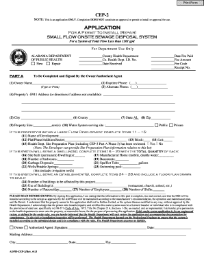  APPLICATION for a Permit to Install Repair Alabama Department Adph 2013
