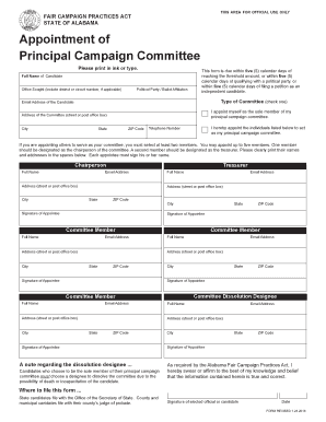 Appointment of a Pricipal Campaign Committee  Form