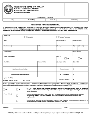 Arizona Board of Pharmacy  Form