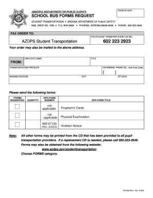 Azdps Student Transportation  Form