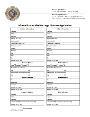 Marriage License Application  Form