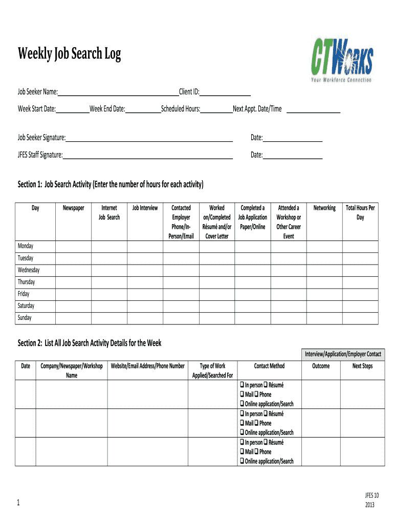Get and Sign Job Search Log PDF  Form