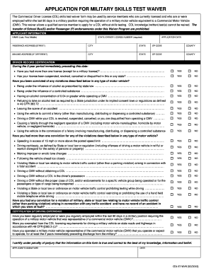 APPLICATION for MILITARY SKILLS TEST WAIVER Dmv De  Form