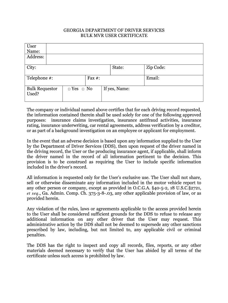 Mvr Certificate  Form