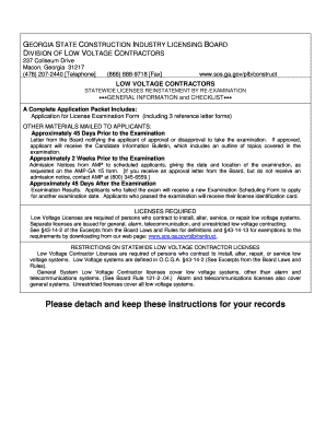 Ga Reinstatement Application Low Voltage Form