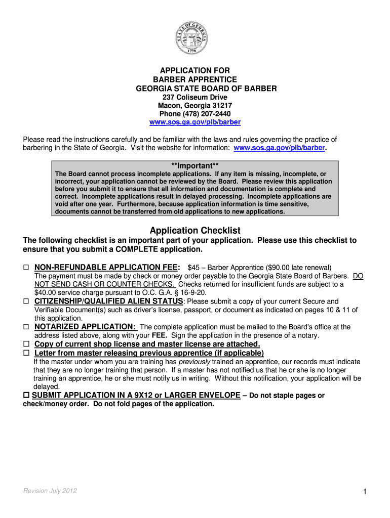  Barber Apprentice Form 2011