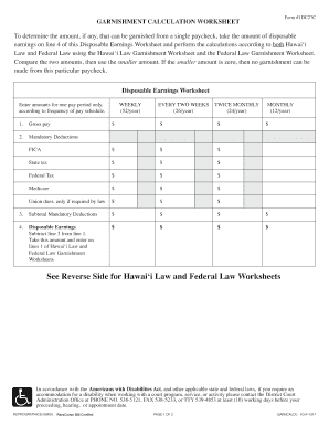 Wage Garnishment Worksheet Excel  Form