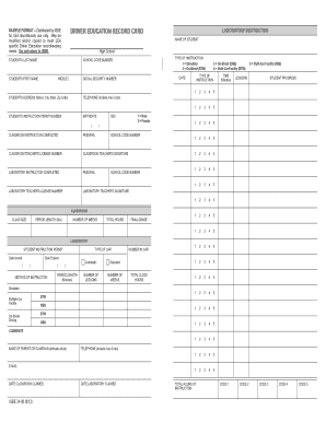 34 06 Driver Education Record Card Isbe State Il  Form