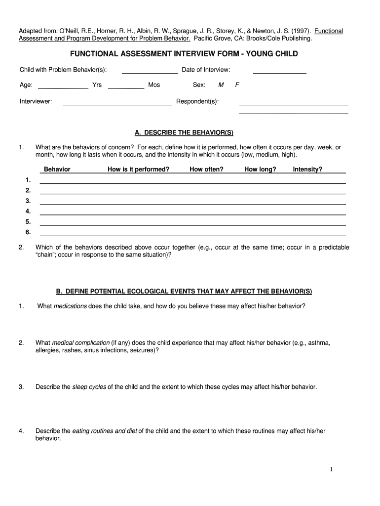  Functional Assessment Form 2002