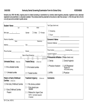 Dental Screening Form