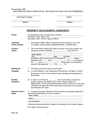 Property Management Agreements  Form