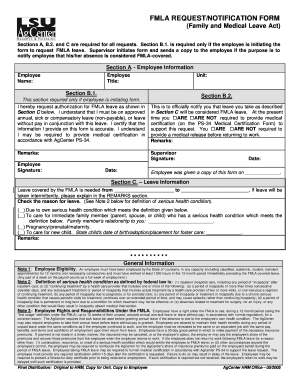 Fmla Request Notification Medical Leave  Form