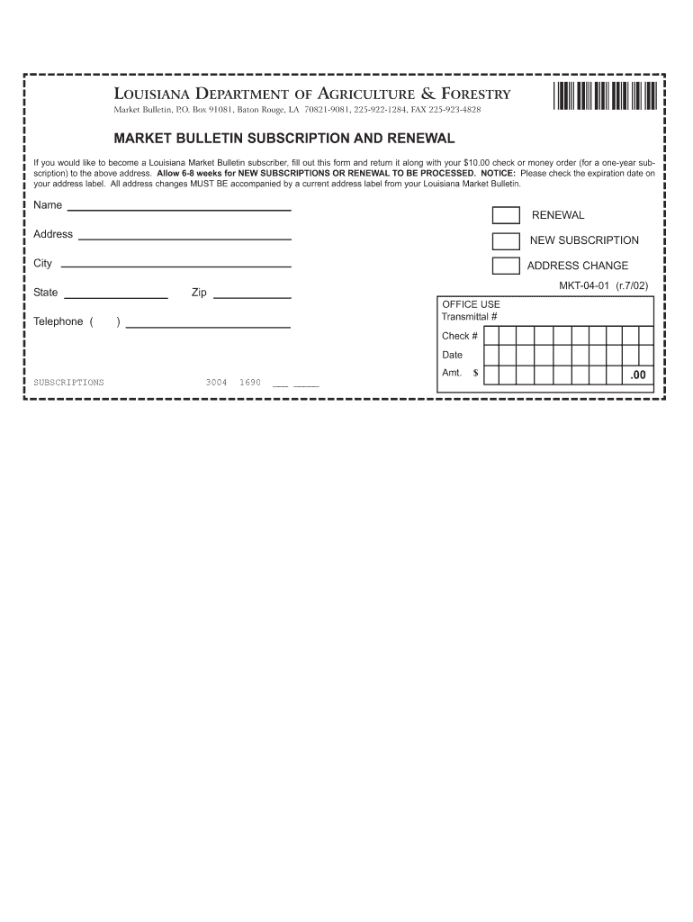 Louisiana Market Bulletin  Form