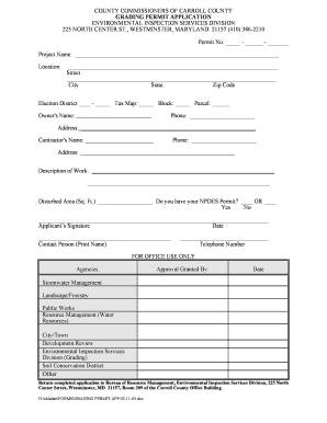 Grading Permit Application Carroll County Government Ccgovernment Carr  Form