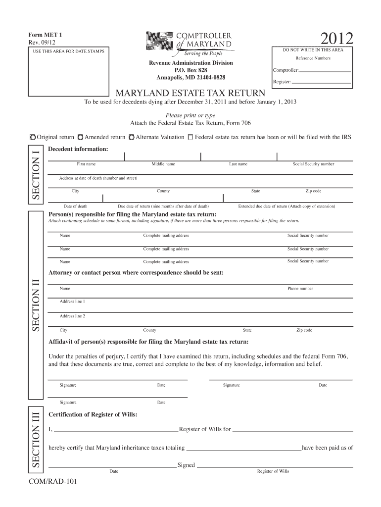  Maryland Form Met 1 2020