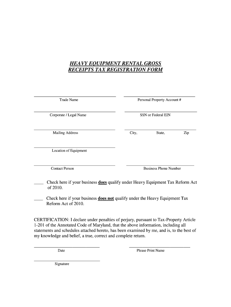 Heavy Equipment Rental Agreement  Form