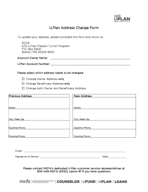 Mefa Uplan Change of Address Form