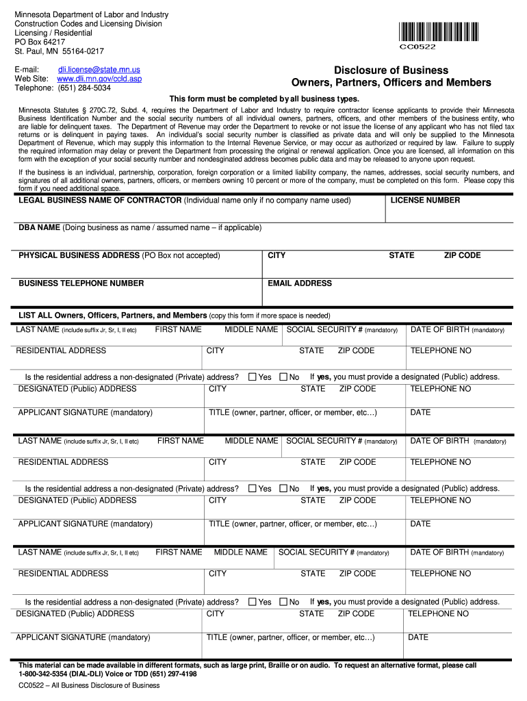 Disclosure Owners  Form